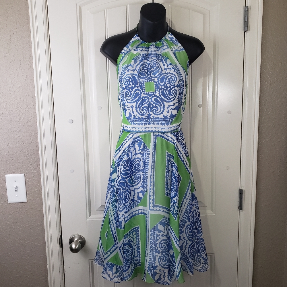 NWT Vineyard Vines Silk Scarf Print Halter Dress